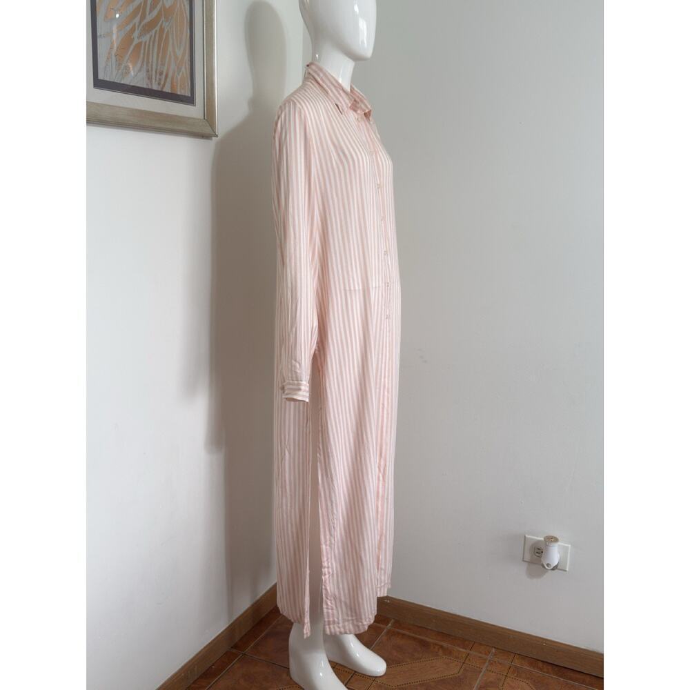 Rococo Striped Viscose Cover Up Dress Size M Long Sleeve Sheer Beach Resort NWT - Picture 3 of 13
